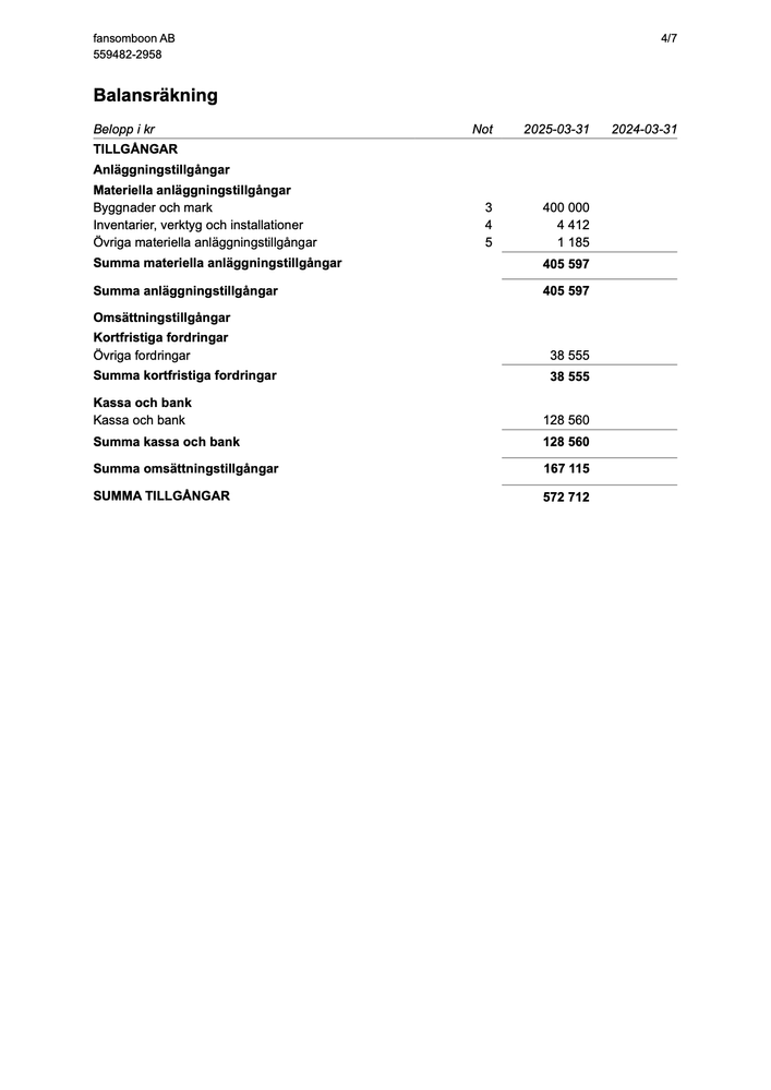 Balansräkning i årsredovisningsprogram