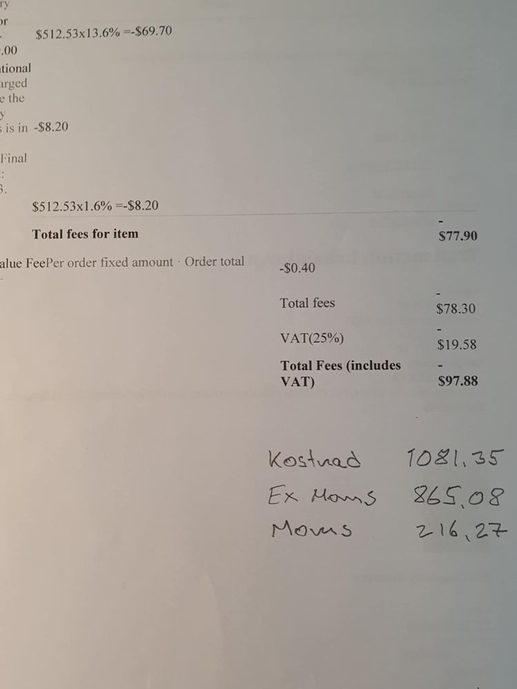 Avgift försäljning E-bay