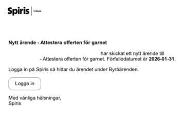 Förfrågan via mejl till kunden.