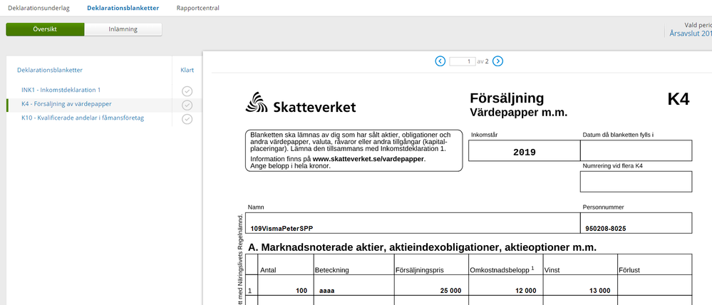 Blankett K4 i Årsavslut