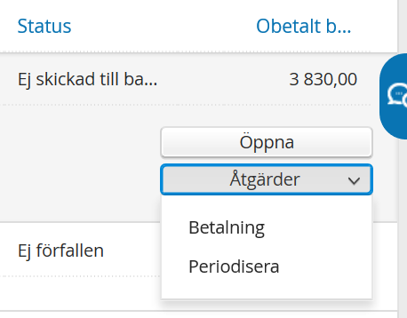 Ångra faktura saknas.