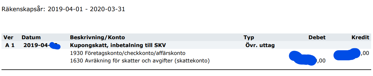 Bokföring av betald kupongskatt vid utdelning, års... - Spiris forum