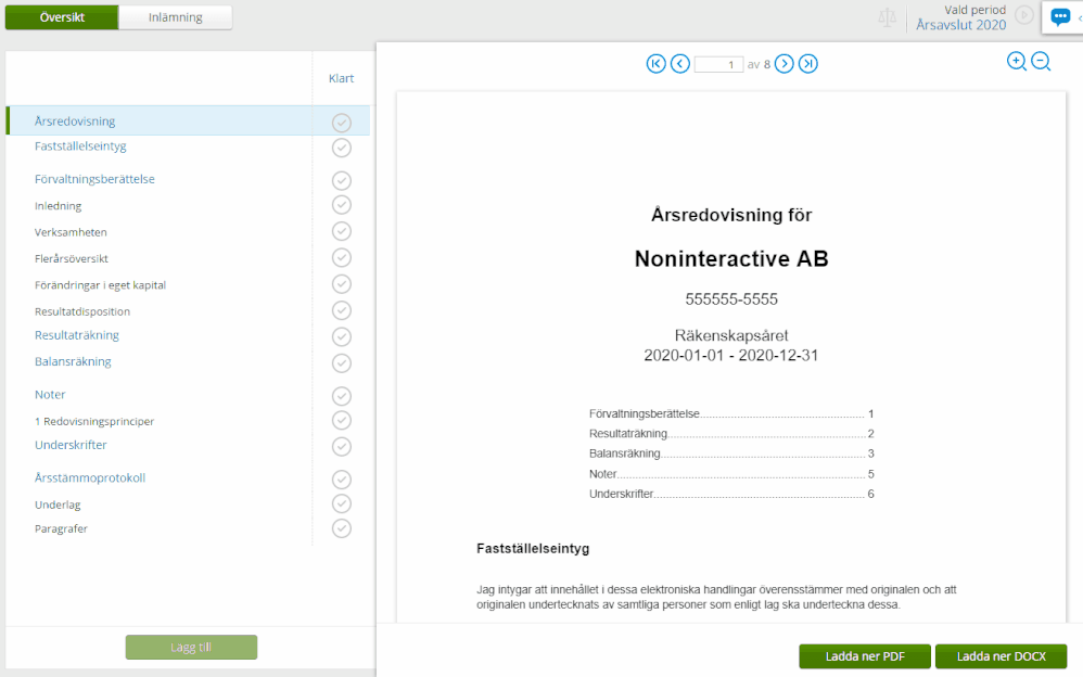 Förbättrad PDF-visning i årsredovisningen.