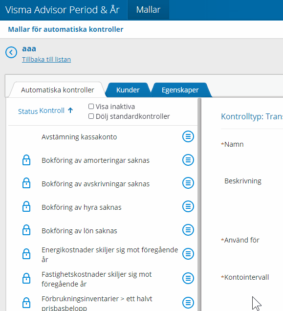 Filtrera automatiska kontroller.