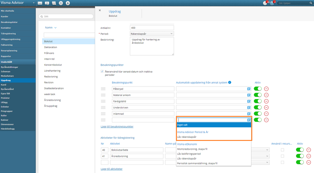 Uppdatera checklistorna i Visma Advisor automatiskt.