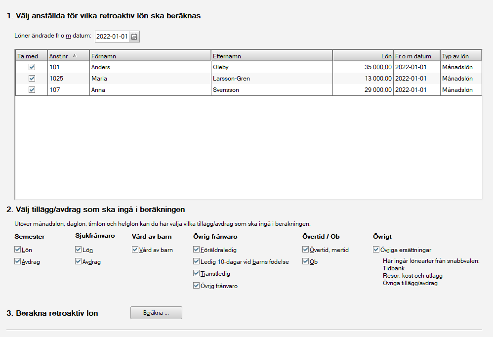 Beräkna retroaktiv lön i Visma Lön 600