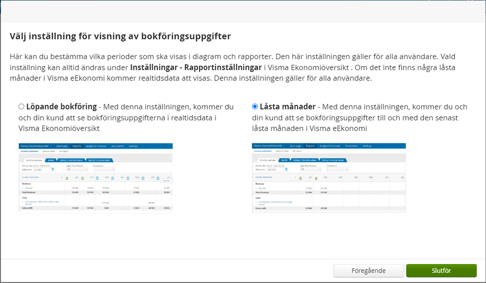 Guiden du kommer att mötas av när realtidsdata släpps i Visma Ekonomiöversikt.