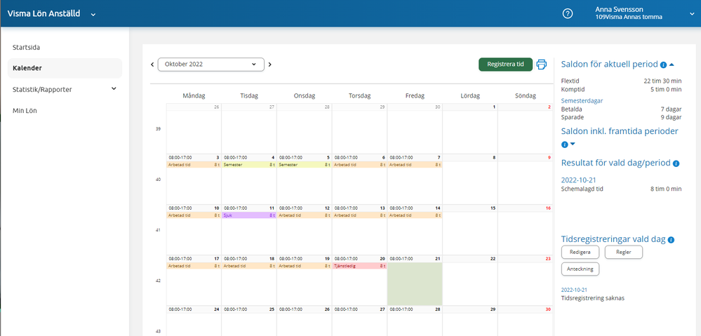 Kalender Visma Lön Anställd